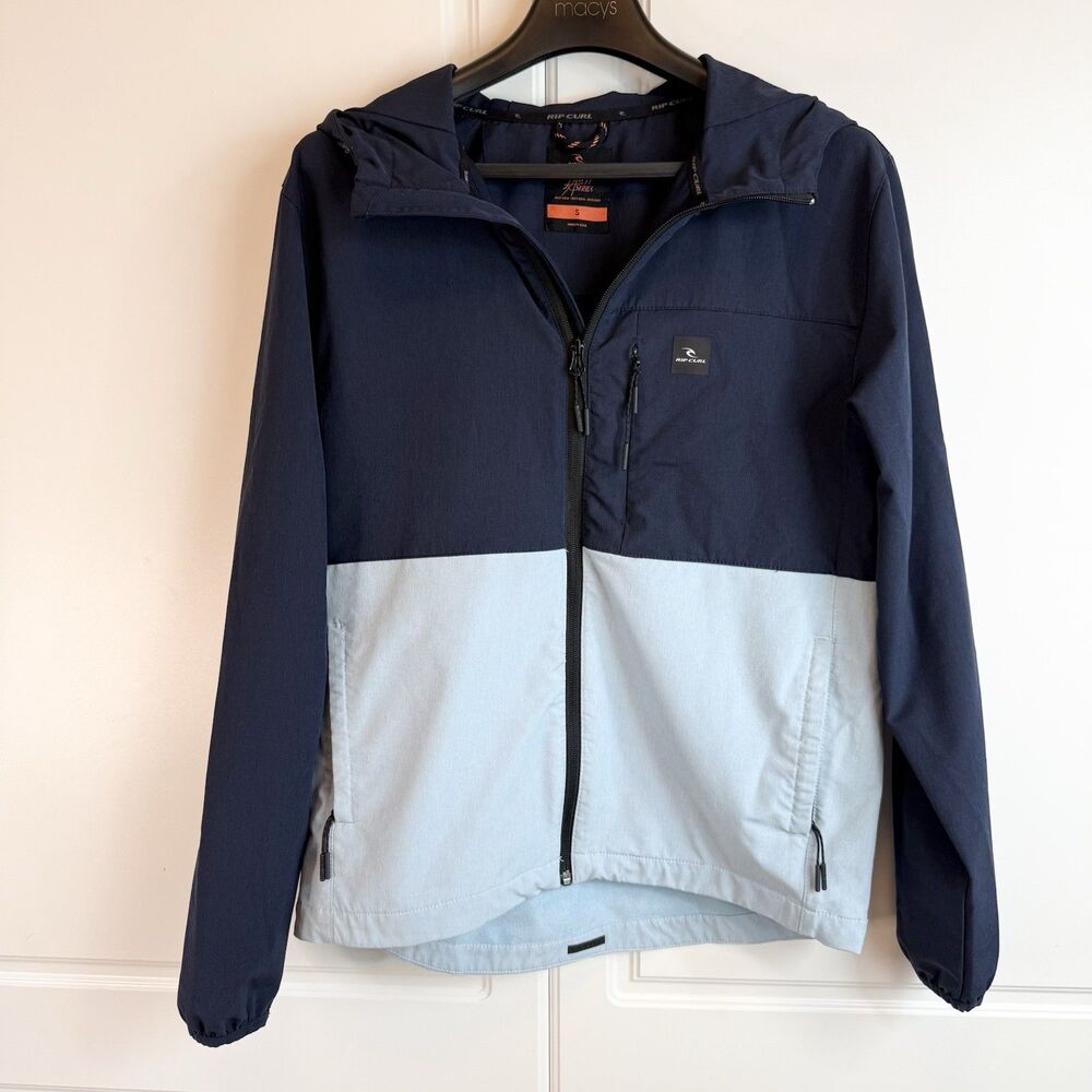Rip Curl Anti Series Windbreaker Jacket Mens Small Water Repellent Logo Blue